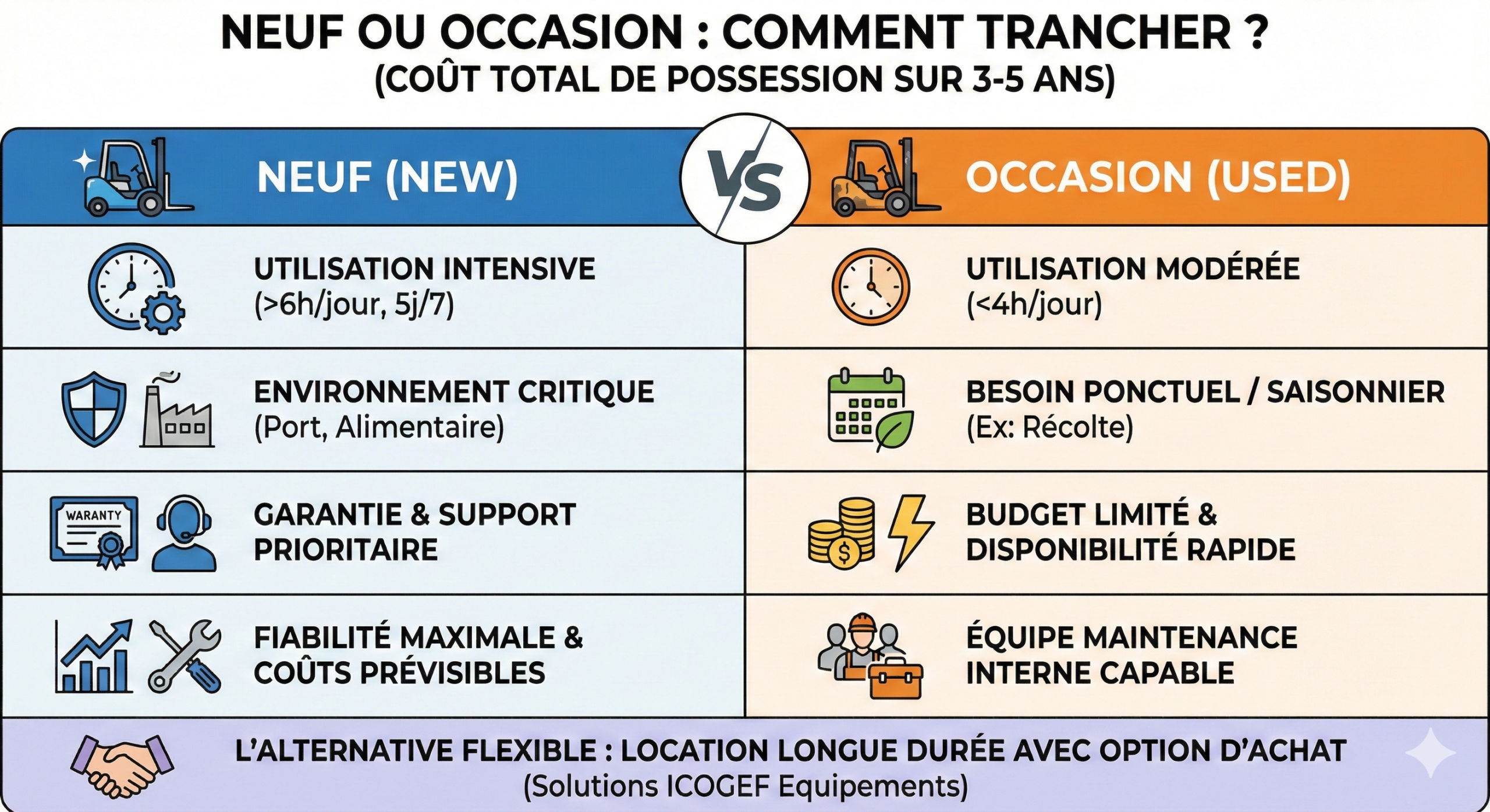 tableau comparatif Chariot élévateur diesel occasion