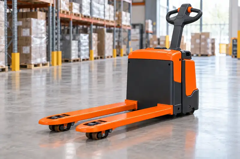 Transpalette électrique en service dans un entrepôt logistique en Côte d'Ivoire